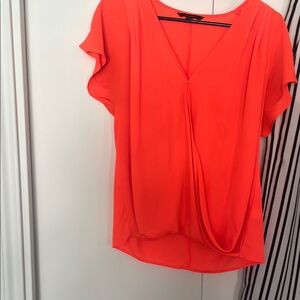 Banana Republic Vibrant Orange Short Sleeve Wrap Blouse